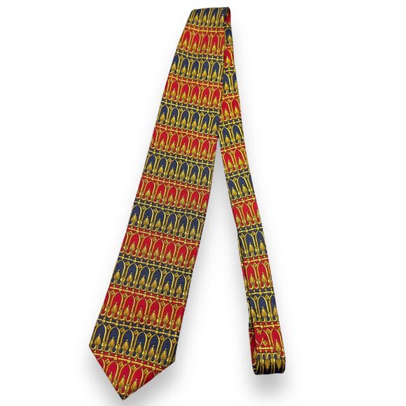 Tutto Matto Mens Silk Dress‎ Tie Made in Italy Gold Geometric Pattern 60 3.75 - Picture 2 of 10